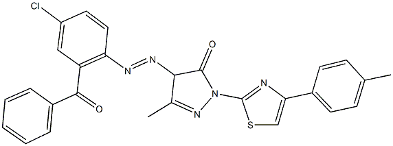 4-[(2-benzoyl-4-chlorophenyl)diazenyl]-5-methyl-2-[4-(4-methylphenyl)-1,3-thiazol-2-yl]-2,4-dihydro-3H-pyrazol-3-one Struktur