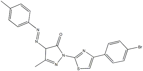 2-[4-(4-bromophenyl)-1,3-thiazol-2-yl]-5-methyl-4-[(4-methylphenyl)diazenyl]-2,4-dihydro-3H-pyrazol-3-one Struktur