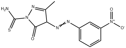 4-({3-nitrophenyl}diazenyl)-3-methyl-5-oxo-4,5-dihydro-1H-pyrazole-1-carbothioamide Struktur