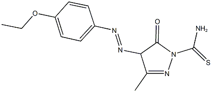 4-[(4-ethoxyphenyl)diazenyl]-3-methyl-5-oxo-4,5-dihydro-1H-pyrazole-1-carbothioamide Struktur