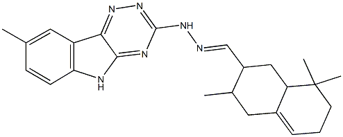 3,8,8-trimethyl-1,2,3,4,6,7,8,8a-octahydro-2-naphthalenecarbaldehyde (8-methyl-5H-[1,2,4]triazino[5,6-b]indol-3-yl)hydrazone Struktur