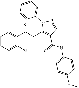 5-[(2-chlorobenzoyl)amino]-N-(4-methoxyphenyl)-1-phenyl-1H-pyrazole-4-carboxamide Struktur