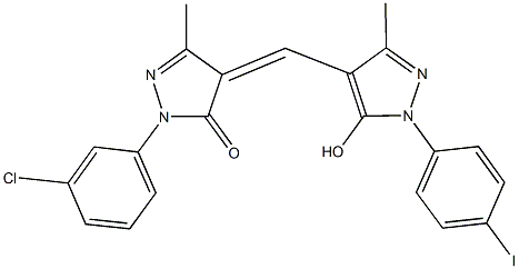 2-(3-chlorophenyl)-4-{[5-hydroxy-1-(4-iodophenyl)-3-methyl-1H-pyrazol-4-yl]methylene}-5-methyl-2,4-dihydro-3H-pyrazol-3-one Struktur