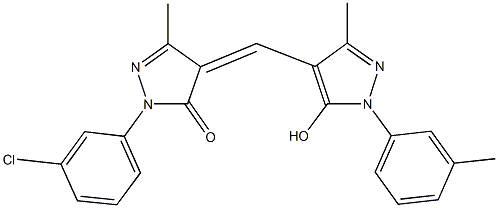 2-(3-chlorophenyl)-4-{[5-hydroxy-3-methyl-1-(3-methylphenyl)-1H-pyrazol-4-yl]methylene}-5-methyl-2,4-dihydro-3H-pyrazol-3-one Struktur