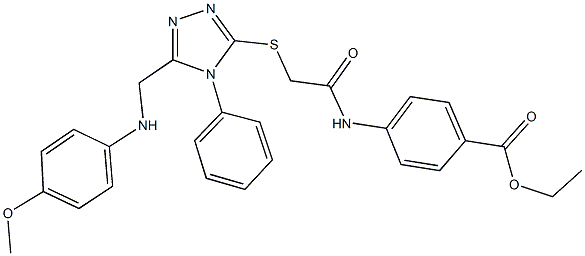 ethyl 4-{[({5-[(4-methoxyanilino)methyl]-4-phenyl-4H-1,2,4-triazol-3-yl}sulfanyl)acetyl]amino}benzoate Struktur