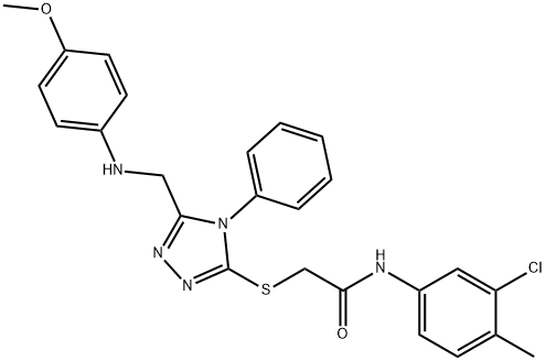 N-(3-chloro-4-methylphenyl)-2-({5-[(4-methoxyanilino)methyl]-4-phenyl-4H-1,2,4-triazol-3-yl}sulfanyl)acetamide Struktur