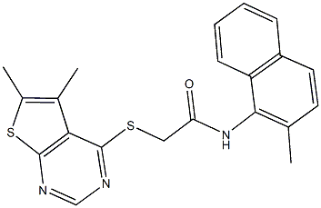 2-[(5,6-dimethylthieno[2,3-d]pyrimidin-4-yl)sulfanyl]-N-(2-methyl-1-naphthyl)acetamide Struktur