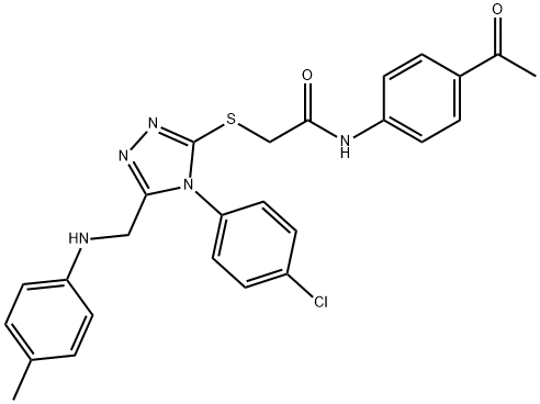 N-(4-acetylphenyl)-2-{[4-(4-chlorophenyl)-5-(4-toluidinomethyl)-4H-1,2,4-triazol-3-yl]sulfanyl}acetamide Struktur