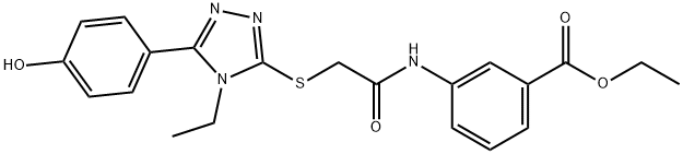 ethyl 3-[({[4-ethyl-5-(4-hydroxyphenyl)-4H-1,2,4-triazol-3-yl]sulfanyl}acetyl)amino]benzoate Struktur