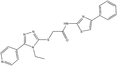 2-{[4-ethyl-5-(4-pyridinyl)-4H-1,2,4-triazol-3-yl]sulfanyl}-N-(4-phenyl-1,3-thiazol-2-yl)acetamide Struktur