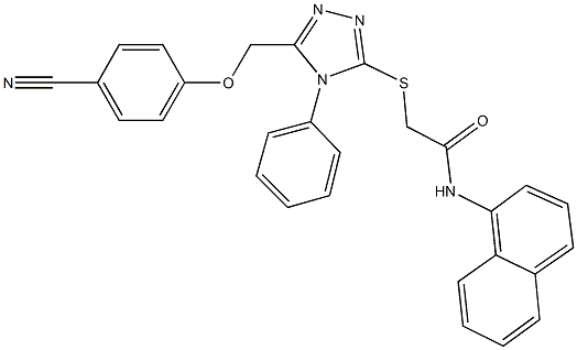 2-({5-[(4-cyanophenoxy)methyl]-4-phenyl-4H-1,2,4-triazol-3-yl}sulfanyl)-N-(1-naphthyl)acetamide Struktur