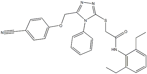 2-({5-[(4-cyanophenoxy)methyl]-4-phenyl-4H-1,2,4-triazol-3-yl}sulfanyl)-N-(2,6-diethylphenyl)acetamide Struktur