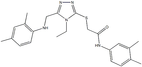 2-({5-[(2,4-dimethylanilino)methyl]-4-ethyl-4H-1,2,4-triazol-3-yl}sulfanyl)-N-(3,4-dimethylphenyl)acetamide Struktur