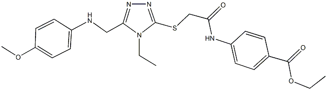 ethyl 4-{[({4-ethyl-5-[(4-methoxyanilino)methyl]-4H-1,2,4-triazol-3-yl}sulfanyl)acetyl]amino}benzoate Struktur