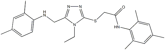 2-({5-[(2,4-dimethylanilino)methyl]-4-ethyl-4H-1,2,4-triazol-3-yl}sulfanyl)-N-mesitylacetamide Struktur