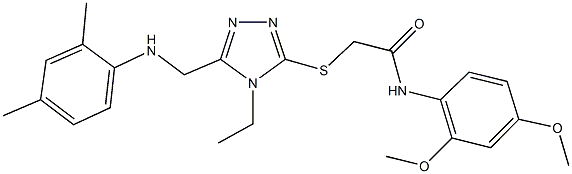 N-(2,4-dimethoxyphenyl)-2-({5-[(2,4-dimethylanilino)methyl]-4-ethyl-4H-1,2,4-triazol-3-yl}sulfanyl)acetamide Struktur