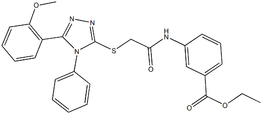 ethyl 3-[({[5-(2-methoxyphenyl)-4-phenyl-4H-1,2,4-triazol-3-yl]sulfanyl}acetyl)amino]benzoate Struktur