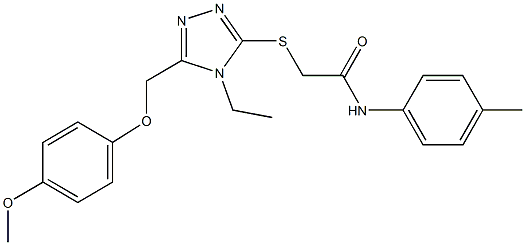 2-({4-ethyl-5-[(4-methoxyphenoxy)methyl]-4H-1,2,4-triazol-3-yl}sulfanyl)-N-(4-methylphenyl)acetamide Struktur