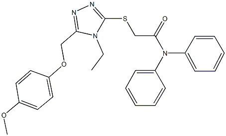 2-({4-ethyl-5-[(4-methoxyphenoxy)methyl]-4H-1,2,4-triazol-3-yl}sulfanyl)-N,N-diphenylacetamide Struktur