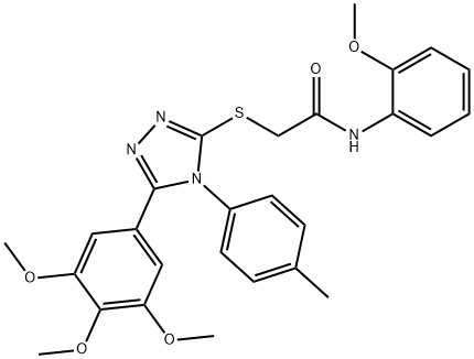 N-(2-methoxyphenyl)-2-{[4-(4-methylphenyl)-5-(3,4,5-trimethoxyphenyl)-4H-1,2,4-triazol-3-yl]sulfanyl}acetamide Struktur