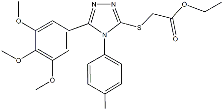 ethyl {[4-(4-methylphenyl)-5-(3,4,5-trimethoxyphenyl)-4H-1,2,4-triazol-3-yl]sulfanyl}acetate Struktur