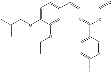 4-{3-ethoxy-4-[(2-methyl-2-propenyl)oxy]benzylidene}-2-(4-iodophenyl)-1,3-oxazol-5(4H)-one Struktur