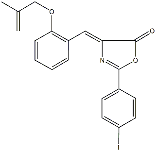 2-(4-iodophenyl)-4-{2-[(2-methyl-2-propenyl)oxy]benzylidene}-1,3-oxazol-5(4H)-one Struktur