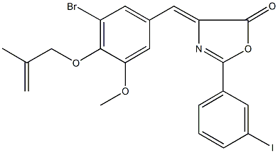 4-{3-bromo-5-methoxy-4-[(2-methyl-2-propenyl)oxy]benzylidene}-2-(3-iodophenyl)-1,3-oxazol-5(4H)-one Struktur