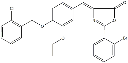 2-(2-bromophenyl)-4-{4-[(2-chlorobenzyl)oxy]-3-ethoxybenzylidene}-1,3-oxazol-5(4H)-one Struktur