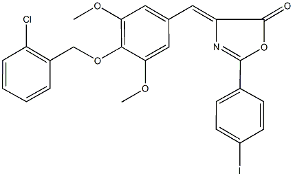 4-{4-[(2-chlorobenzyl)oxy]-3,5-dimethoxybenzylidene}-2-(4-iodophenyl)-1,3-oxazol-5(4H)-one Struktur