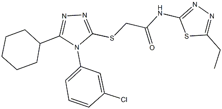 2-{[4-(3-chlorophenyl)-5-cyclohexyl-4H-1,2,4-triazol-3-yl]sulfanyl}-N-(5-ethyl-1,3,4-thiadiazol-2-yl)acetamide Struktur