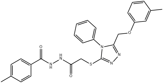 N'-(4-methylbenzoyl)-2-({5-[(3-methylphenoxy)methyl]-4-phenyl-4H-1,2,4-triazol-3-yl}sulfanyl)acetohydrazide Struktur