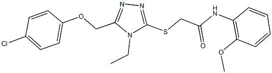 2-({5-[(4-chlorophenoxy)methyl]-4-ethyl-4H-1,2,4-triazol-3-yl}sulfanyl)-N-(2-methoxyphenyl)acetamide Struktur