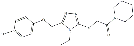 1-{[(5-{[(4-chlorophenyl)oxy]methyl}-4-ethyl-4H-1,2,4-triazol-3-yl)sulfanyl]acetyl}piperidine Struktur