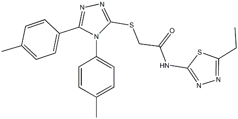 2-{[4,5-bis(4-methylphenyl)-4H-1,2,4-triazol-3-yl]sulfanyl}-N-(5-ethyl-1,3,4-thiadiazol-2-yl)acetamide Struktur