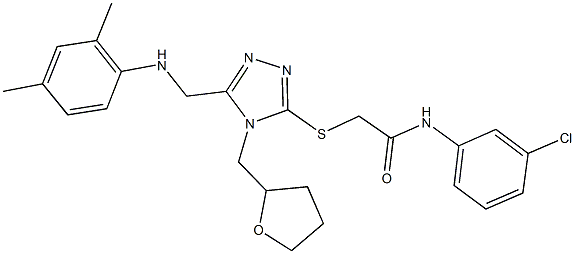 N-(3-chlorophenyl)-2-{[5-[(2,4-dimethylanilino)methyl]-4-(tetrahydro-2-furanylmethyl)-4H-1,2,4-triazol-3-yl]sulfanyl}acetamide Struktur