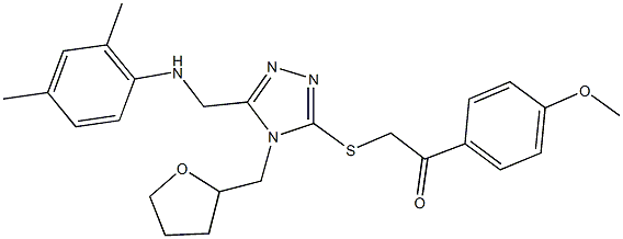 2-{[5-[(2,4-dimethylanilino)methyl]-4-(tetrahydro-2-furanylmethyl)-4H-1,2,4-triazol-3-yl]sulfanyl}-1-(4-methoxyphenyl)ethanone Struktur