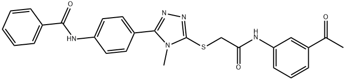 N-[4-(5-{[2-(3-acetylanilino)-2-oxoethyl]sulfanyl}-4-methyl-4H-1,2,4-triazol-3-yl)phenyl]benzamide Struktur