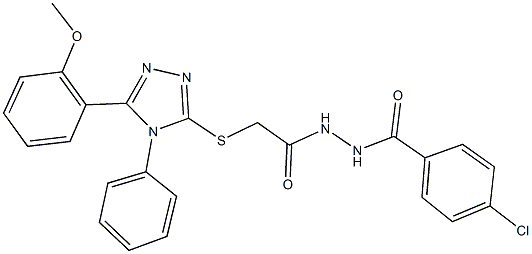 N'-(4-chlorobenzoyl)-2-{[5-(2-methoxyphenyl)-4-phenyl-4H-1,2,4-triazol-3-yl]sulfanyl}acetohydrazide Struktur