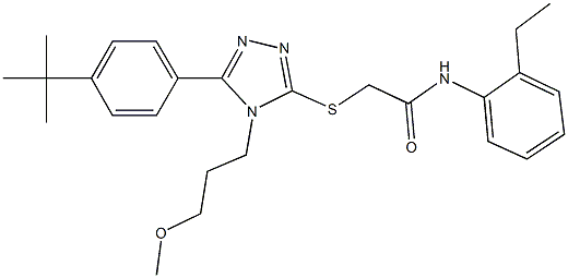 2-{[5-(4-tert-butylphenyl)-4-(3-methoxypropyl)-4H-1,2,4-triazol-3-yl]sulfanyl}-N-(2-ethylphenyl)acetamide Struktur