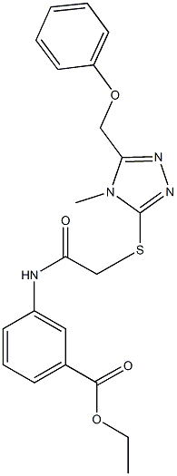 ethyl3-[({[4-methyl-5-(phenoxymethyl)-4H-1,2,4-triazol-3-yl]thio}acetyl)amino]benzoate Struktur