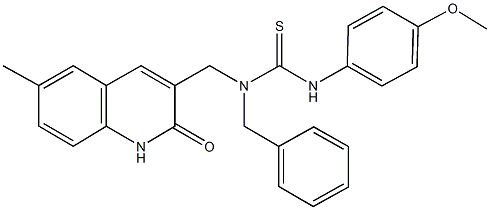 N-benzyl-N'-(4-methoxyphenyl)-N-[(6-methyl-2-oxo-1,2-dihydro-3-quinolinyl)methyl]thiourea Struktur