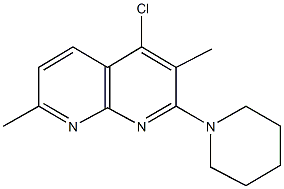 4-chloro-3,7-dimethyl-2-(1-piperidinyl)[1,8]naphthyridine Struktur