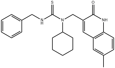 N'-benzyl-N-cyclohexyl-N-[(6-methyl-2-oxo-1,2-dihydro-3-quinolinyl)methyl]thiourea Struktur