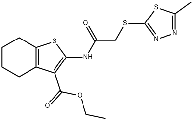 ethyl 2-({[(5-methyl-1,3,4-thiadiazol-2-yl)sulfanyl]acetyl}amino)-4,5,6,7-tetrahydro-1-benzothiophene-3-carboxylate Struktur