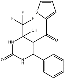 4-hydroxy-6-phenyl-5-(2-thienylcarbonyl)-4-(trifluoromethyl)tetrahydro-2(1H)-pyrimidinone Struktur