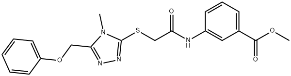 methyl3-[({[4-methyl-5-(phenoxymethyl)-4H-1,2,4-triazol-3-yl]thio}acetyl)amino]benzoate Struktur