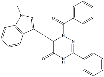 1-benzoyl-6-(1-methyl-1H-indol-3-yl)-3-phenyl-1,6-dihydro-1,2,4-triazin-5(4H)-one Struktur