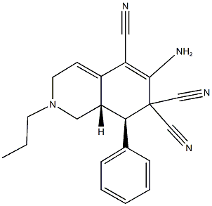 6-amino-8-phenyl-2-propyl-2,3,8,8a-tetrahydro-5,7,7(1H)-isoquinolinetricarbonitrile Struktur