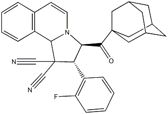 3-(1-adamantylcarbonyl)-2-(2-fluorophenyl)-2,3-dihydropyrrolo[2,1-a]isoquinoline-1,1(10bH)-dicarbonitrile Struktur